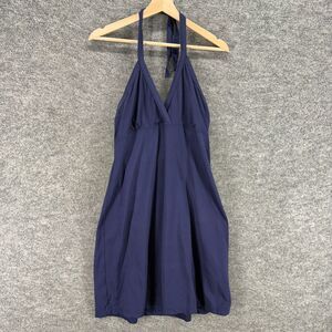 Title Nine Athletic Dress Women L Large Blue Sheath Midi Halter Neck Sleeveless